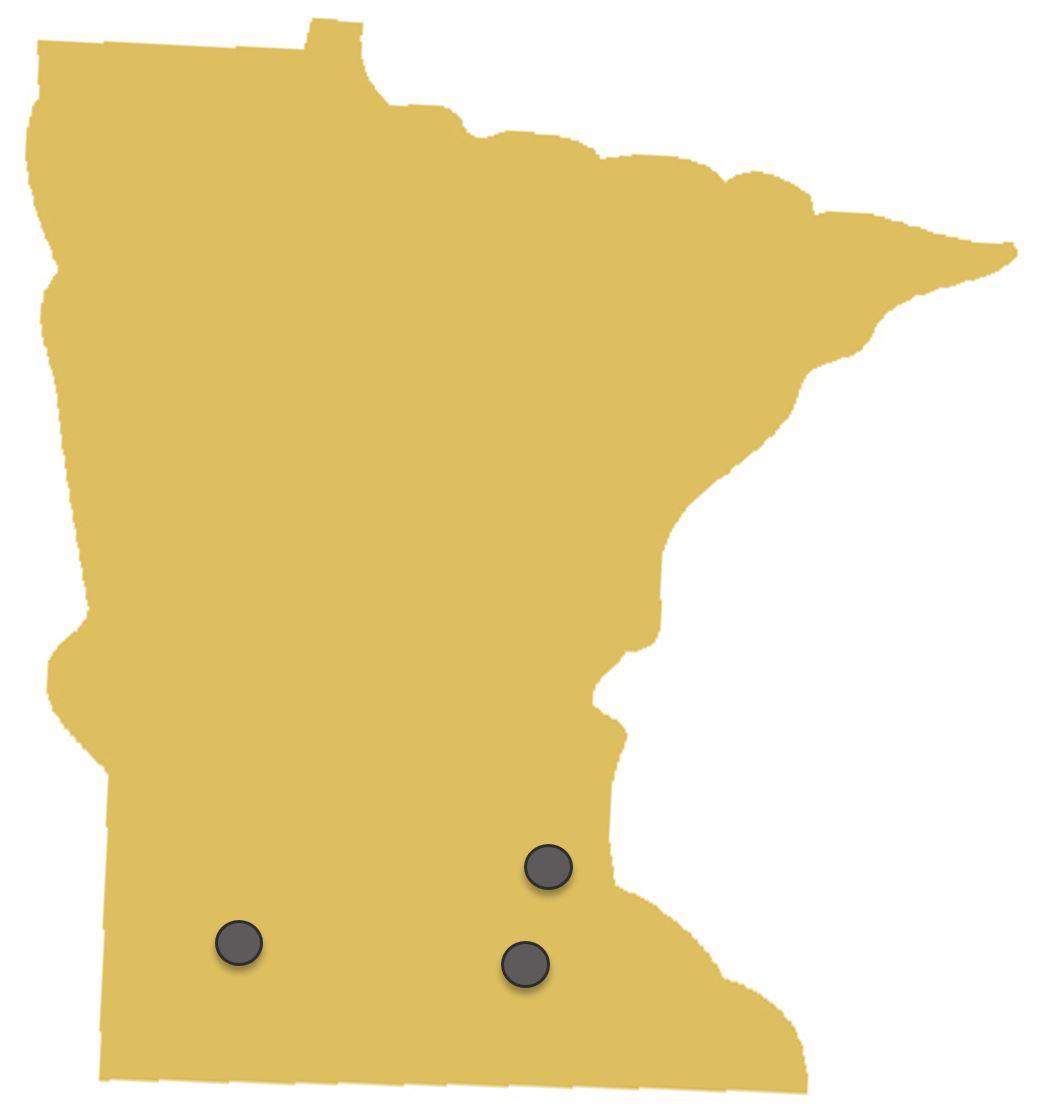 Locations of research sites across Minnesota.